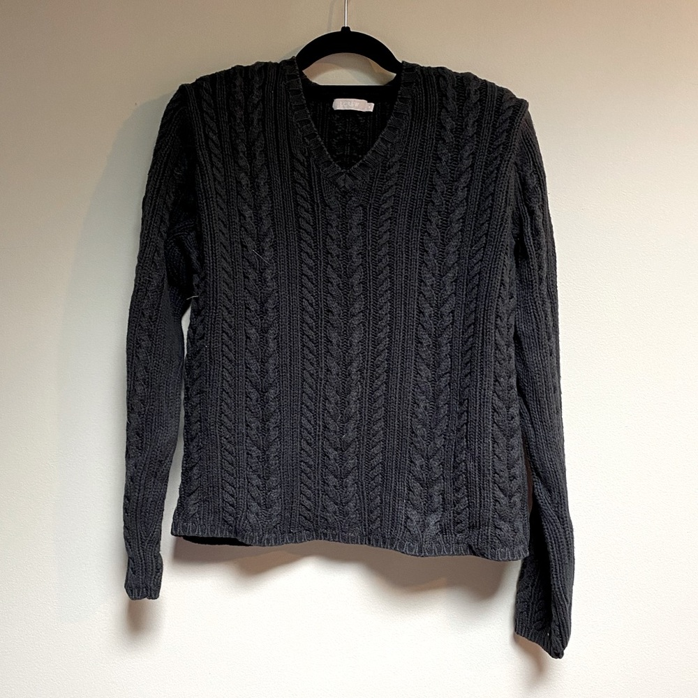 Ladies J Crew medium cable knit cotton sweater